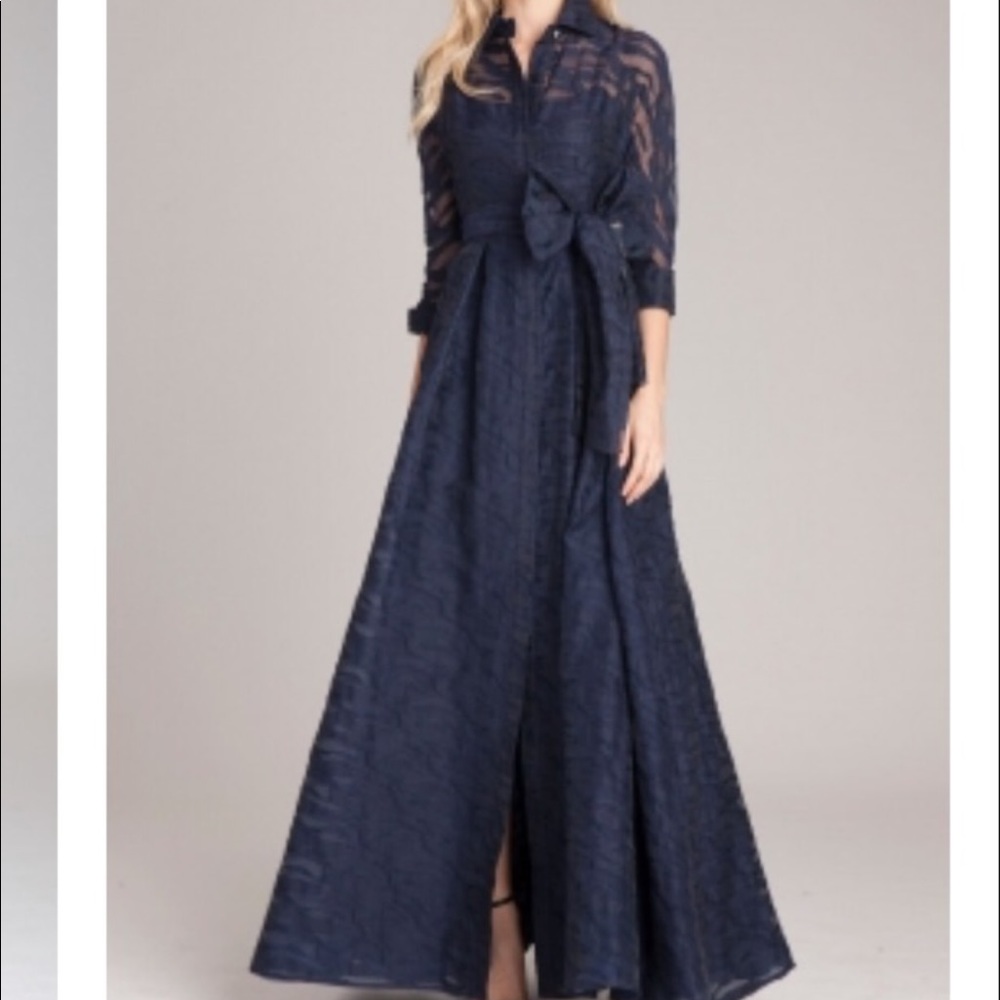 Teri Jon Belted Collar Dress